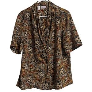 Vintage Bora Bora Sz XL Button Up Cheetah 80's Fancy Mob Wives Retro Punk Grunge